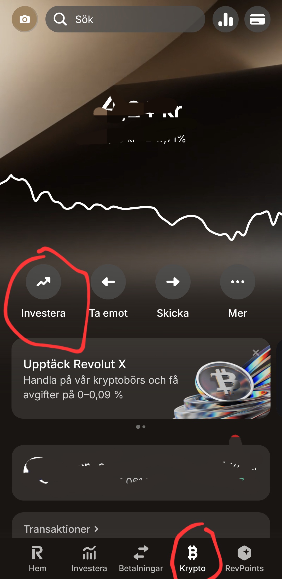 Menyn för krypto och investera